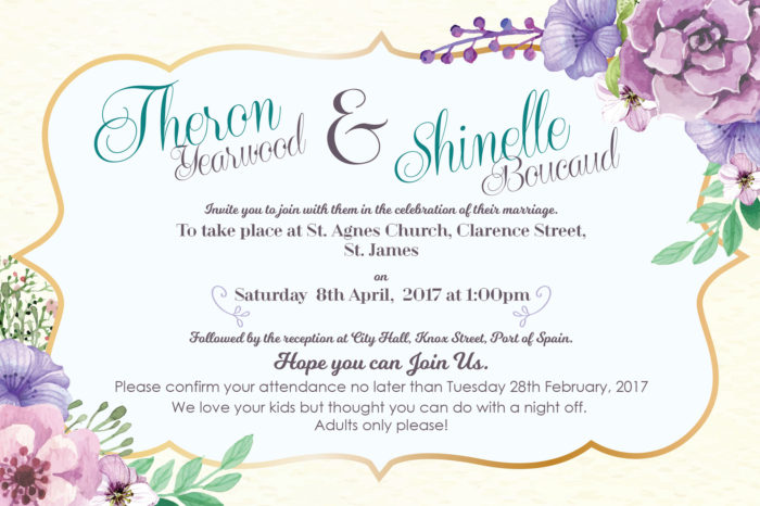 Wedding Invitation - Theron Yearwood & Shinelle Boucaud